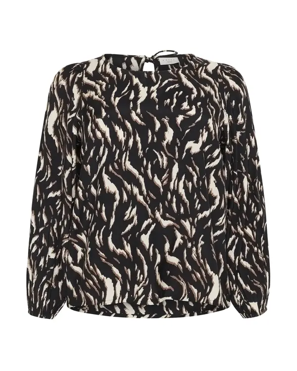 KAFFE CURVE KAFFE CURVE Bluza 'KCMilina'  svijetlosmeđa / crna / bijela