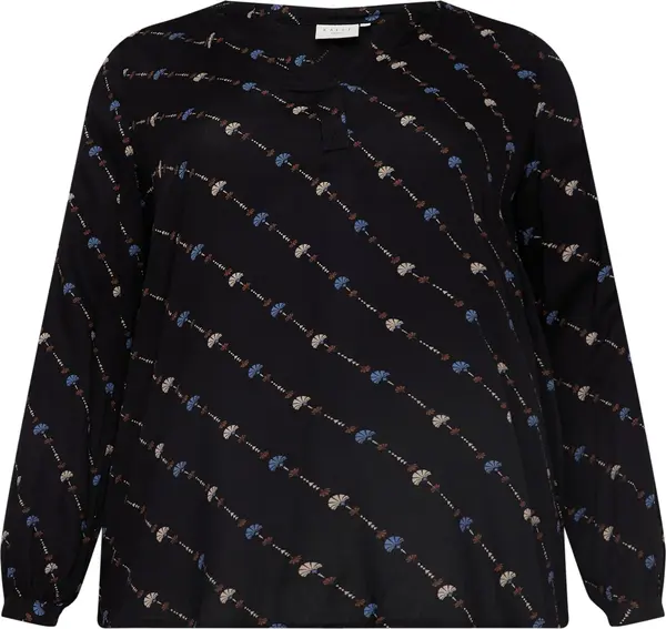 KAFFE CURVE KAFFE CURVE Bluza 'Lenna Tilly'  bež / sivkasto plava / smeđa / crna