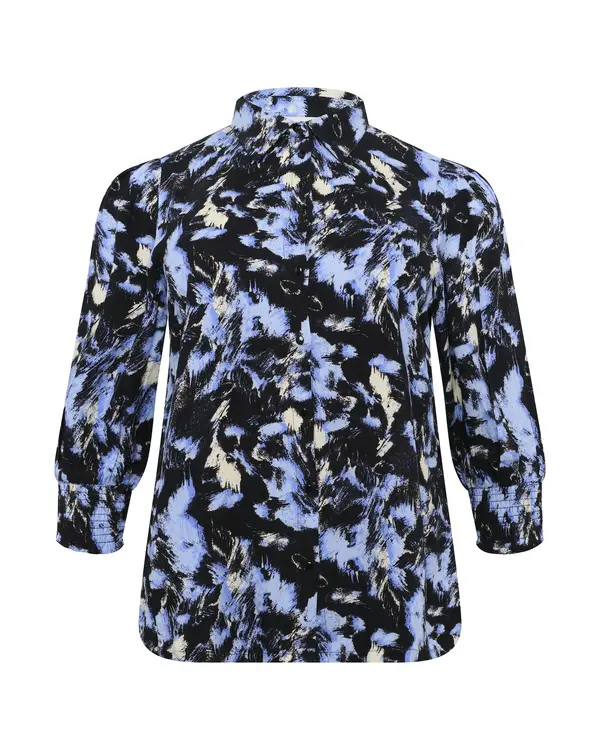 KAFFE CURVE KAFFE CURVE Bluza 'Lurana'  svijetloplava / pastelno žuta / crna