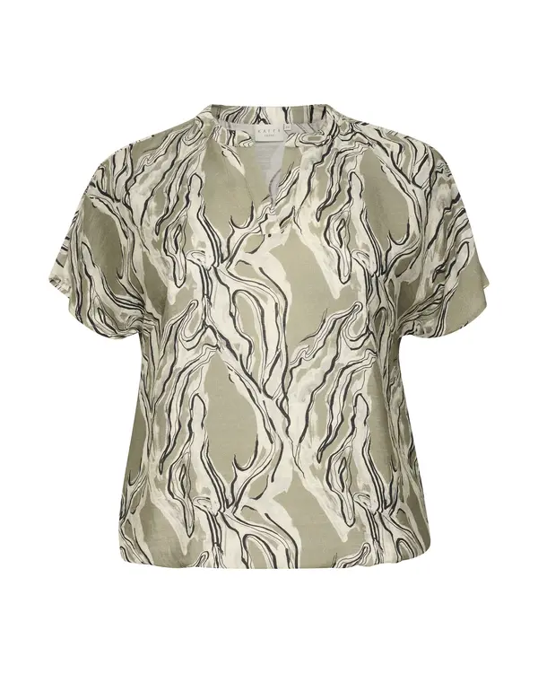 KAFFE CURVE KAFFE CURVE Bluza 'Melino'  zelena / pastelno zelena / crna