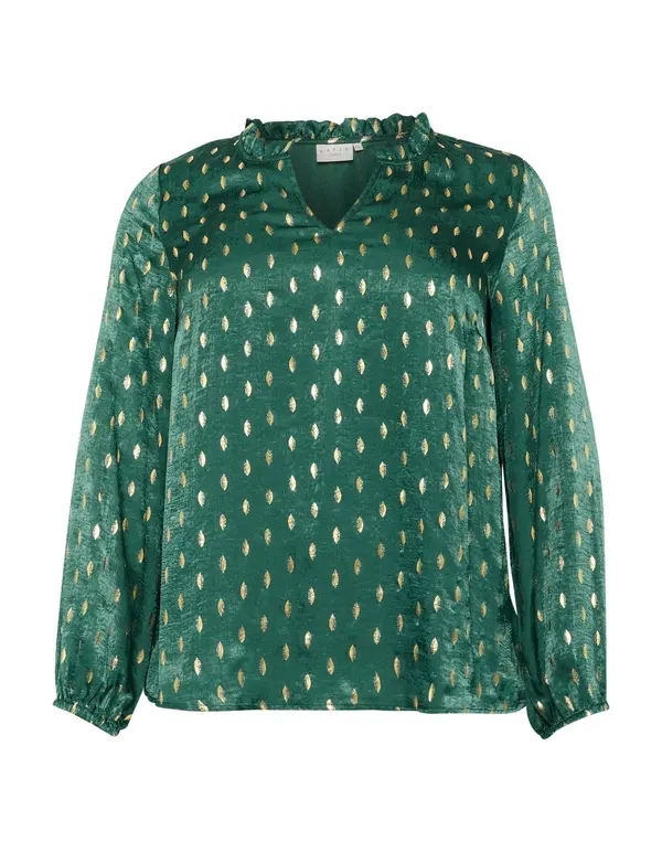 KAFFE CURVE KAFFE CURVE Bluza 'Sofia'  zlatna / smaragdno zelena