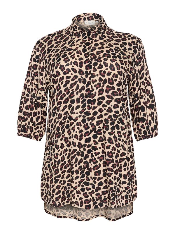 KAFFE CURVE KAFFE CURVE Bluza 'Sonna'  bež / smeđa / crna