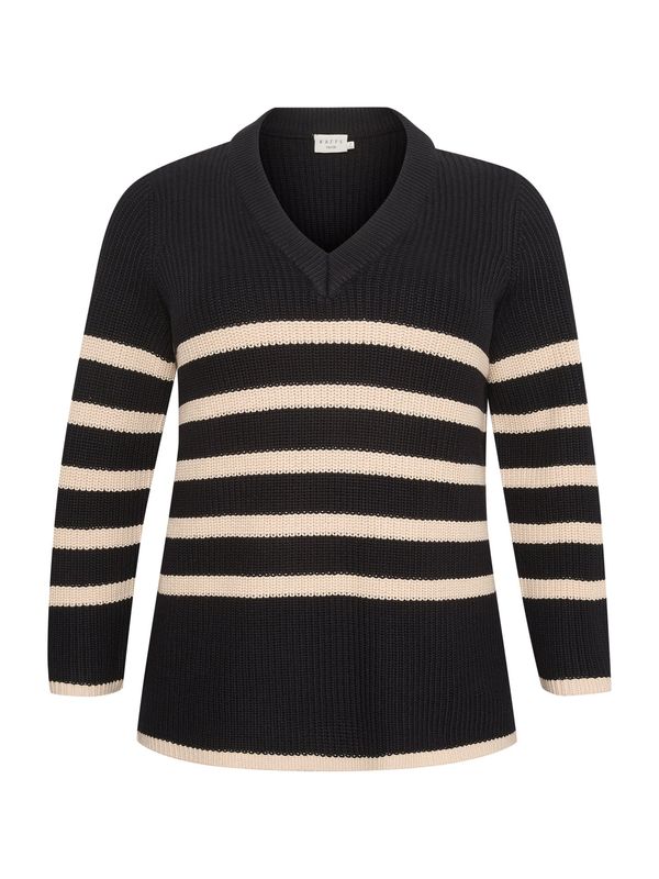 KAFFE CURVE KAFFE CURVE Pulover 'Iri'  bež / crna