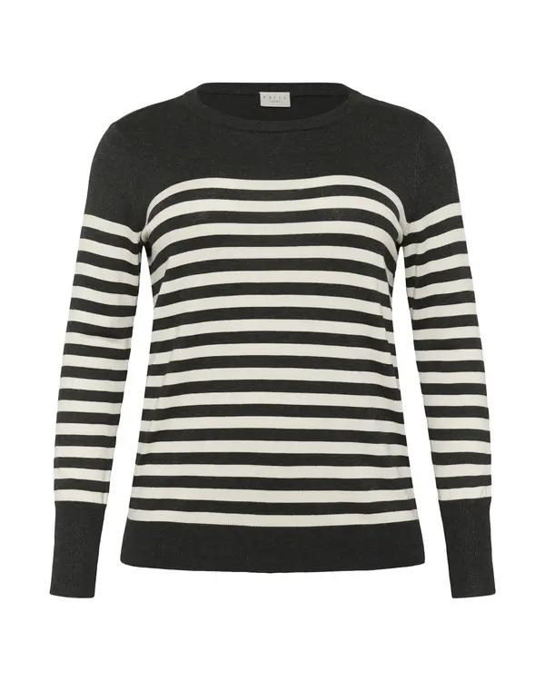 KAFFE CURVE KAFFE CURVE Pulover 'Lizzy'  antracit siva / bijela