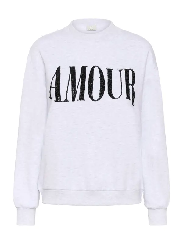 Kaffe Kaffe Sweater majica 'KAMelody'  svijetlosiva / crna
