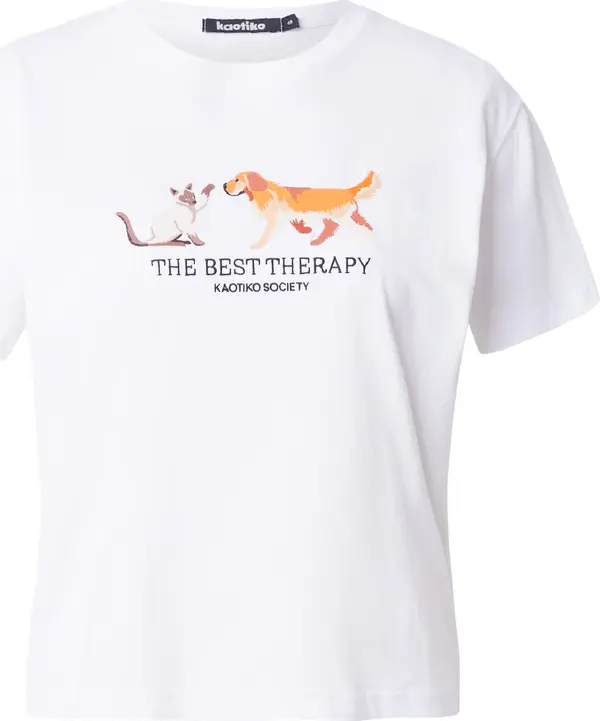 Kaotiko Kaotiko Majica 'THE BEST THERAPY'  plava / smeđa / crna / bijela