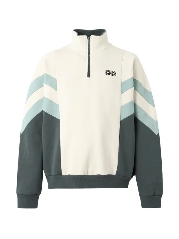 Kaotiko Kaotiko Sweater majica 'CLARK'  boja slonovače / pastelno zelena / tamno zelena / crna