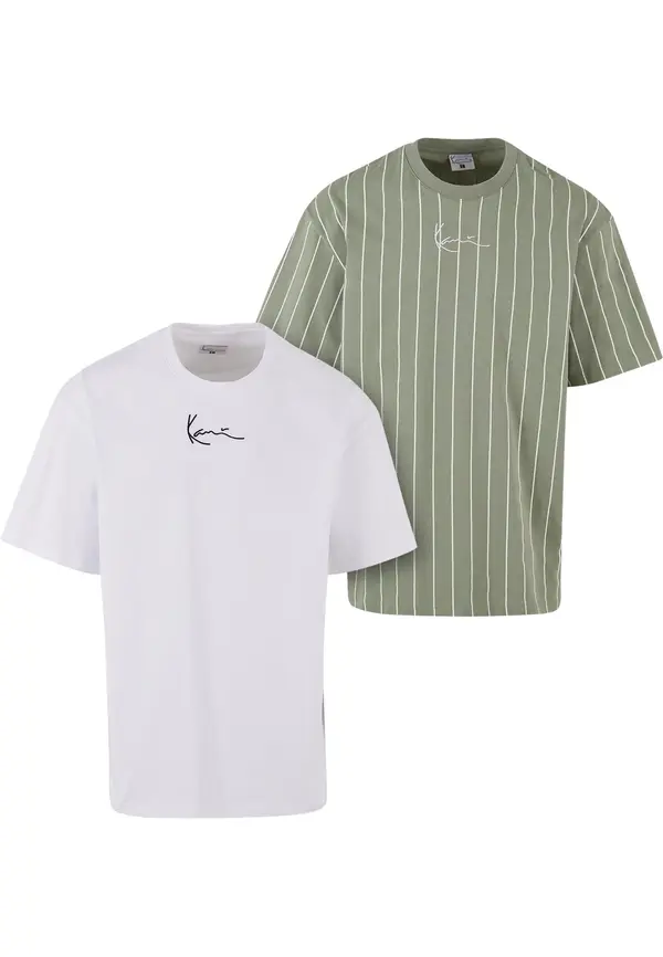 Karl Kani Karl Kani Majica 'Small Signature Essential'  zelena / bijela