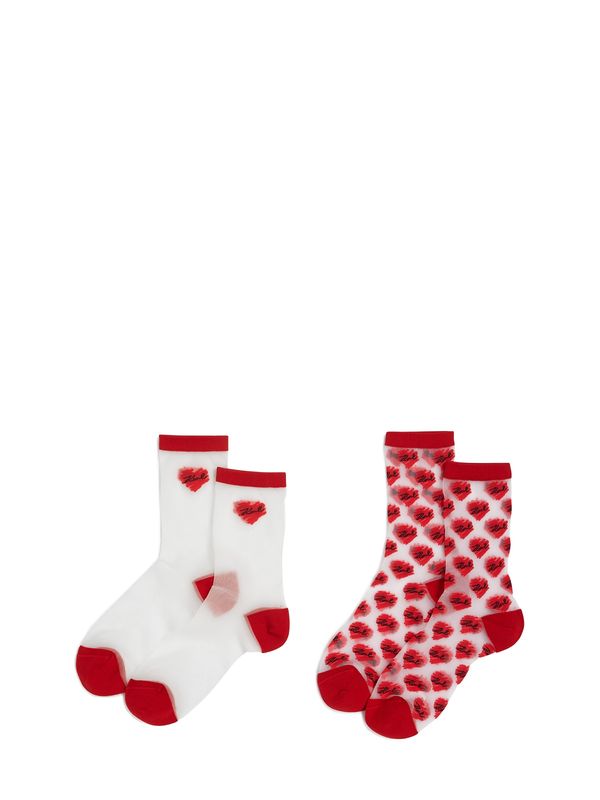 Karl Lagerfeld Karl Lagerfeld Čarape  crvena / bijela