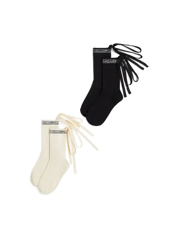 Karl Lagerfeld Karl Lagerfeld Čarape ' Logo-Schnürsocken - 2er-Packung '  crna