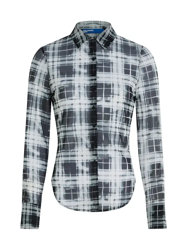 KARL LAGERFELD JEANS KARL LAGERFELD JEANS Bluza 'Check Mesh'  crna / bijela