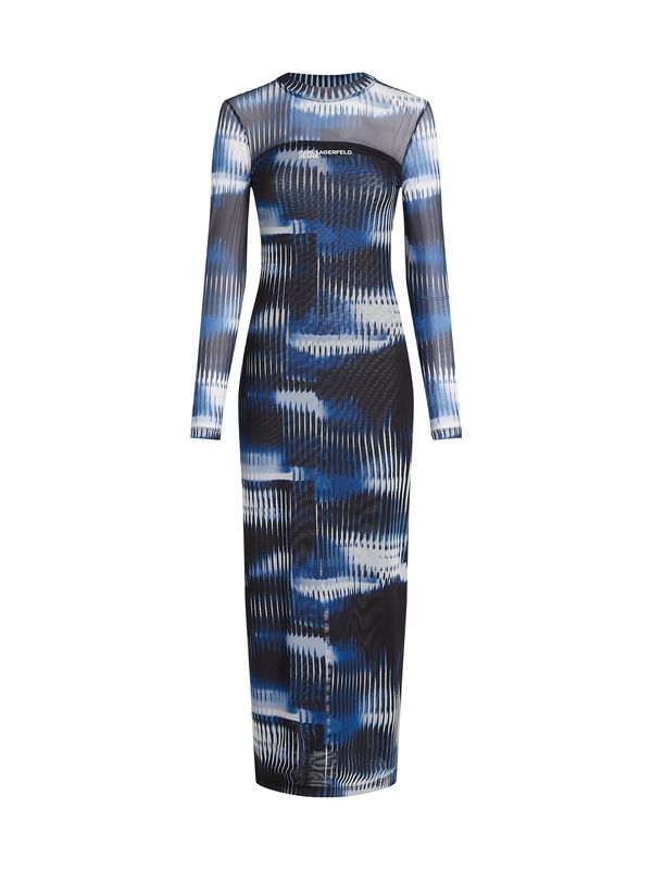 KARL LAGERFELD JEANS KARL LAGERFELD JEANS Haljina ' NETZKLEID MIT GLITCH-PRINT '  plava / crna / bijela