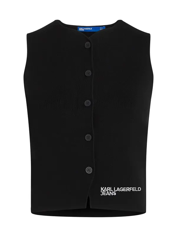 KARL LAGERFELD JEANS KARL LAGERFELD JEANS Kardigan bez rukava  crna / bijela