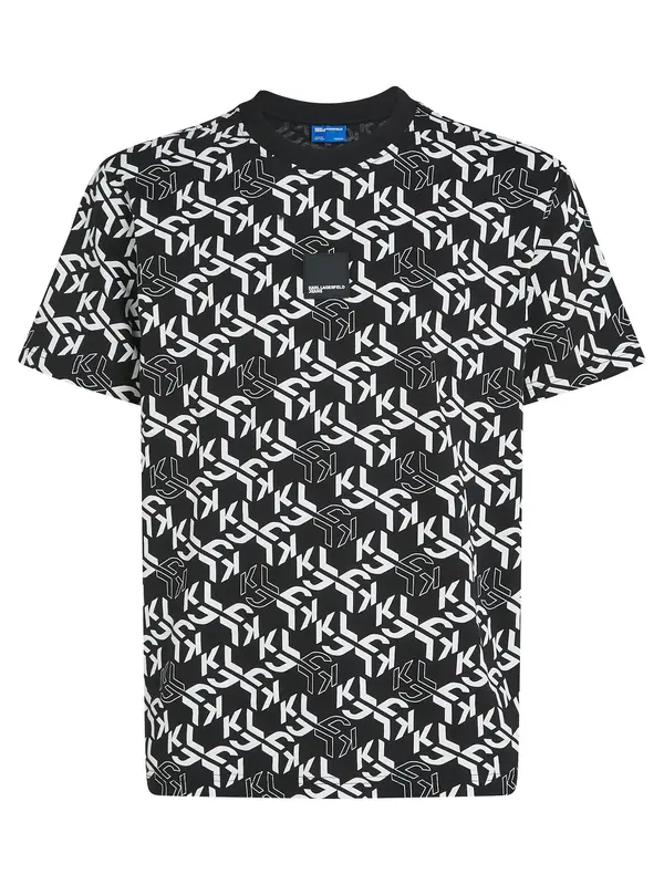 KARL LAGERFELD JEANS KARL LAGERFELD JEANS Majica 'MONOGRAM'  crna / prljavo bijela