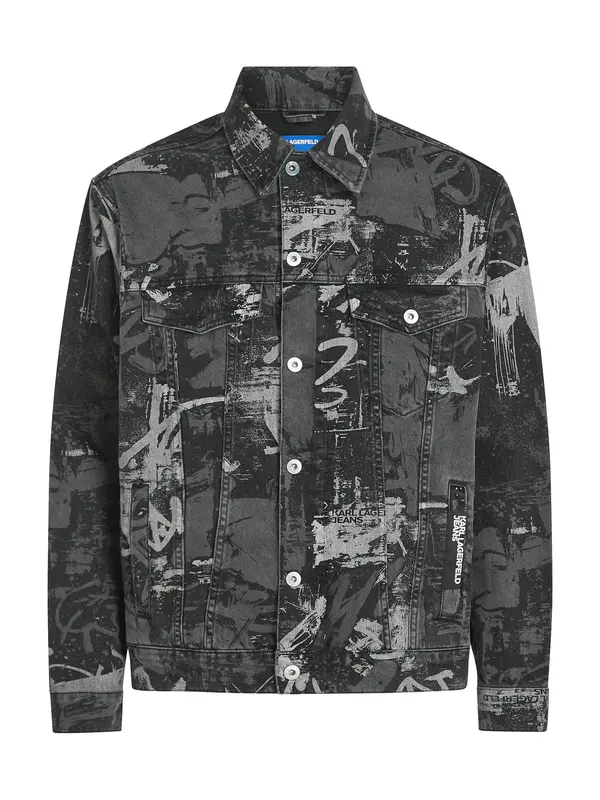 KARL LAGERFELD JEANS KARL LAGERFELD JEANS Prijelazna jakna  sivi traper / svijetlosiva / crni traper