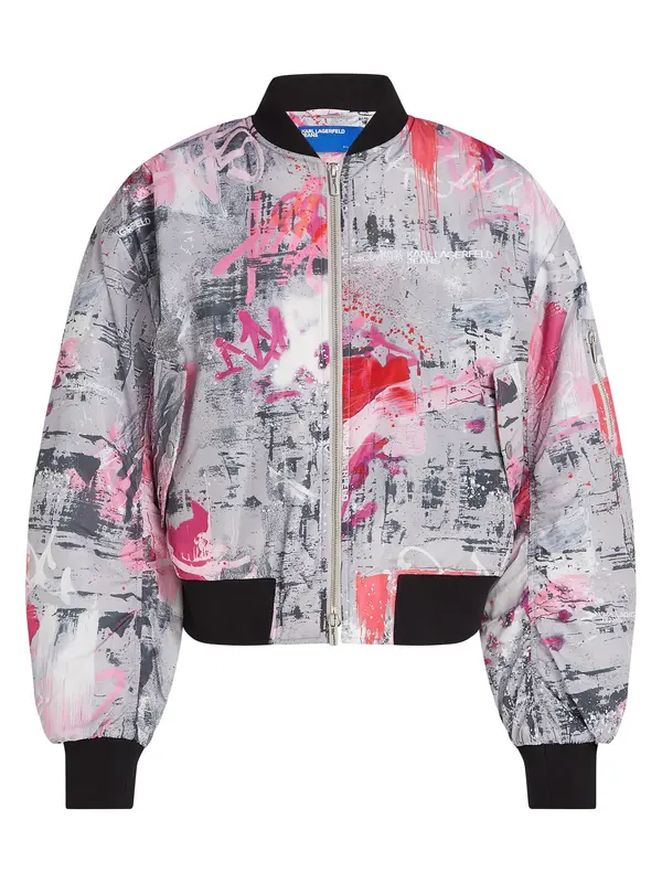 KARL LAGERFELD JEANS KARL LAGERFELD JEANS Prijelazna jakna  svijetlosiva / roza / crvena