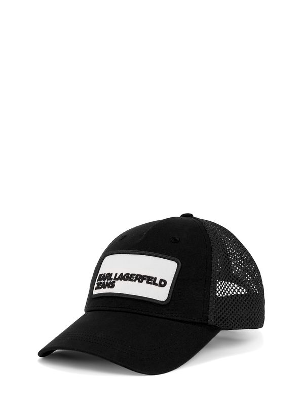 KARL LAGERFELD JEANS KARL LAGERFELD JEANS Šilterica ' NETZSTOFF-KAPPE MIT KLJ-LOGO '  crna / bijela