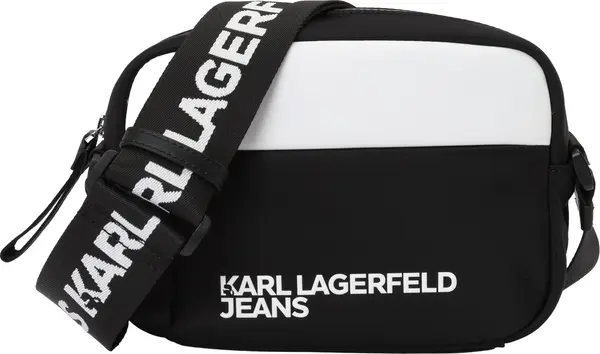 KARL LAGERFELD JEANS KARL LAGERFELD JEANS Torba preko ramena 'ESSENTIAL'  crna / bijela