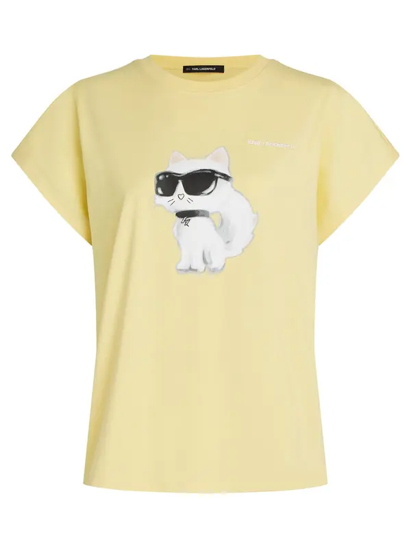Karl Lagerfeld Karl Lagerfeld Majica 'Ikon Choupette'  žuta / crna / bijela