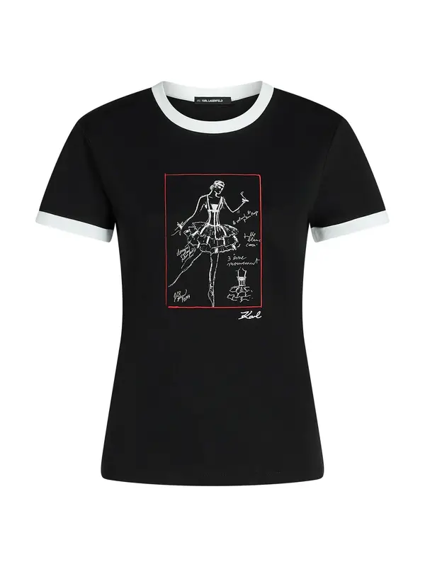 Karl Lagerfeld Karl Lagerfeld Majica 'Le Ballet'  crvena / crna / bijela