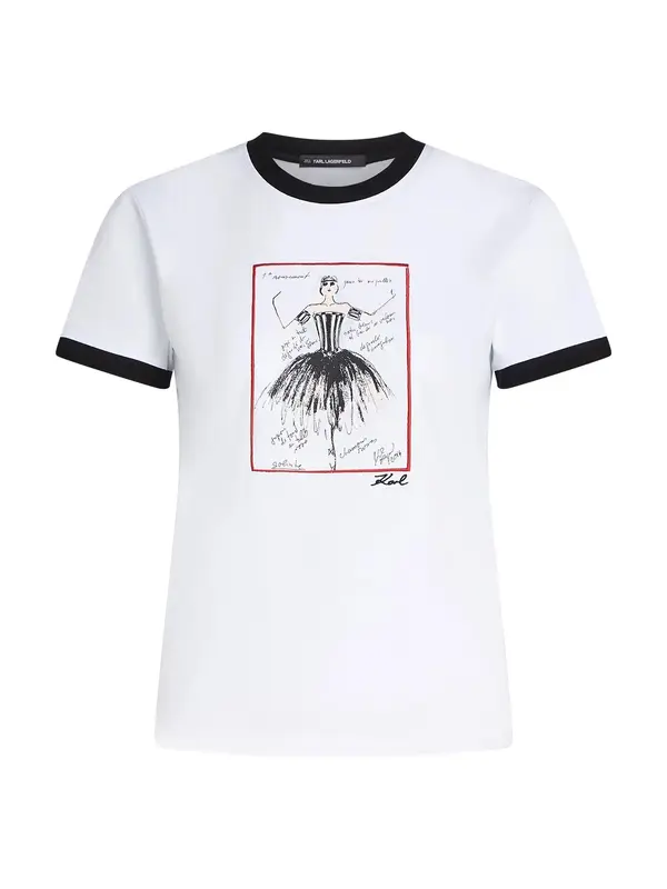 Karl Lagerfeld Karl Lagerfeld Majica 'Le ballet'  crvena / crna / bijela / vuneno bijela