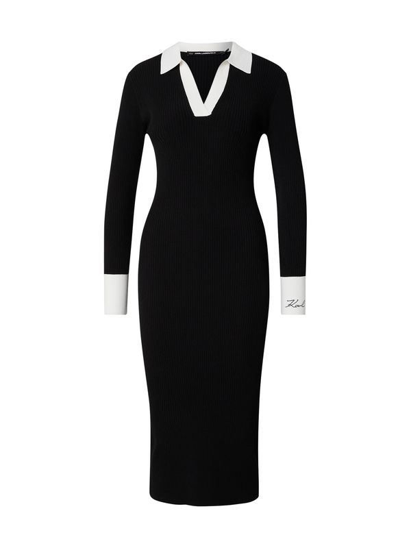 Karl Lagerfeld Karl Lagerfeld Pletena haljina 'Essential'  crna / bijela