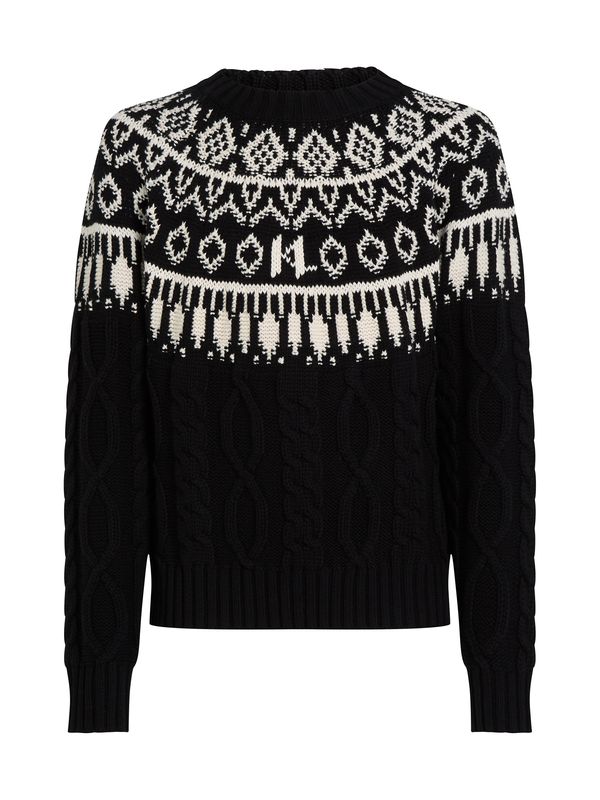 Karl Lagerfeld Karl Lagerfeld Pulover ' FAIR-ISLE'  crna / bijela
