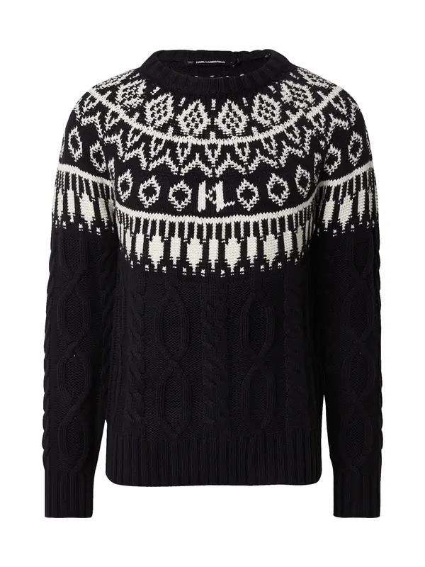 Karl Lagerfeld Karl Lagerfeld Pulover 'Fairisle'  crna / bijela