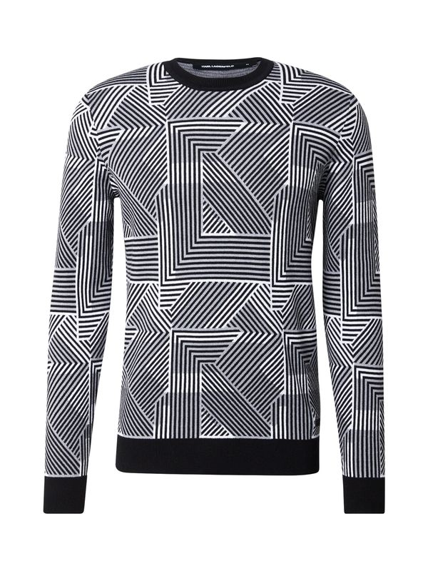 Karl Lagerfeld Karl Lagerfeld Pulover  svijetlosiva / crna / bijela