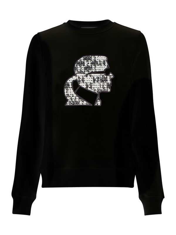 Karl Lagerfeld Karl Lagerfeld Sweater majica 'Boucle'  crna / bijela