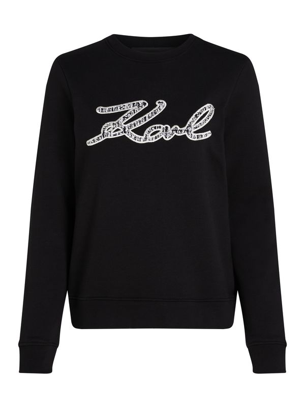 Karl Lagerfeld Karl Lagerfeld Sweater majica 'Bouclé'  crna / bijela