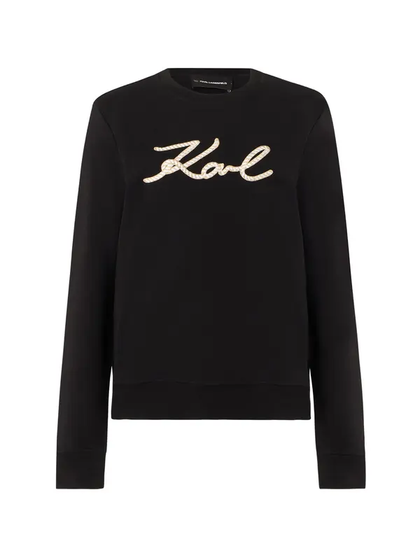 Karl Lagerfeld Karl Lagerfeld Sweater majica  crna / bijela