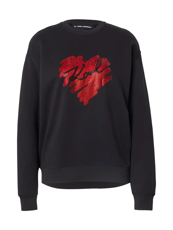 Karl Lagerfeld Karl Lagerfeld Sweater majica 'HEARTS'  krvavo crvena / crna