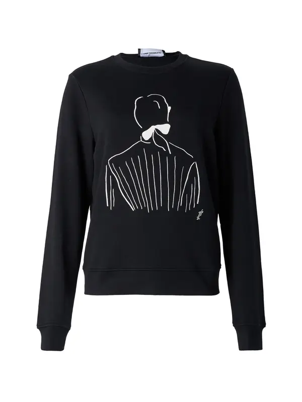 Karl Lagerfeld Karl Lagerfeld Sweater majica 'Karl Lagerfeld x Jorge Parra'  crna / bijela