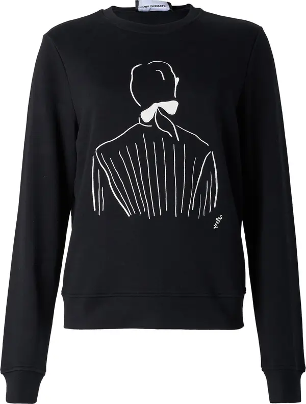 Karl Lagerfeld Karl Lagerfeld Sweater majica 'Karl Lagerfeld x Jorge Parra'  crna / bijela