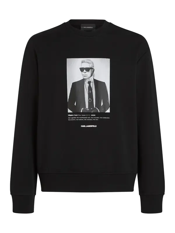 Karl Lagerfeld Karl Lagerfeld Sweater majica 'PORTRAIT'  siva / crna