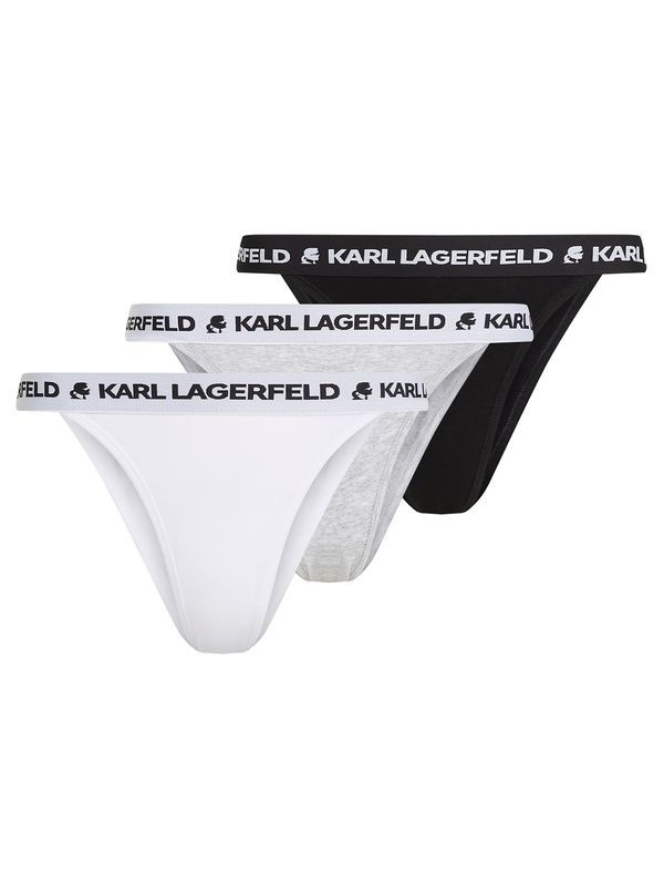 Karl Lagerfeld Karl Lagerfeld Tanga gaćice  siva melange / crna / bijela