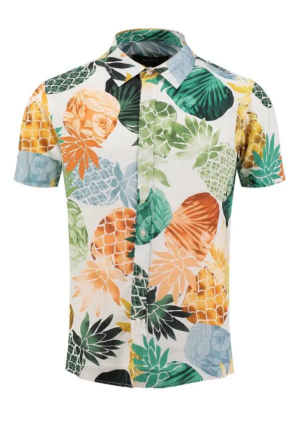 Key Largo Key Largo Košulja 'KLPINEAPPLE'  boja pijeska / tamno zelena / narančasta