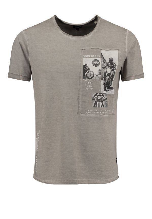 Key Largo Key Largo Majica 'Wheels'  tamno bež / siva / crna