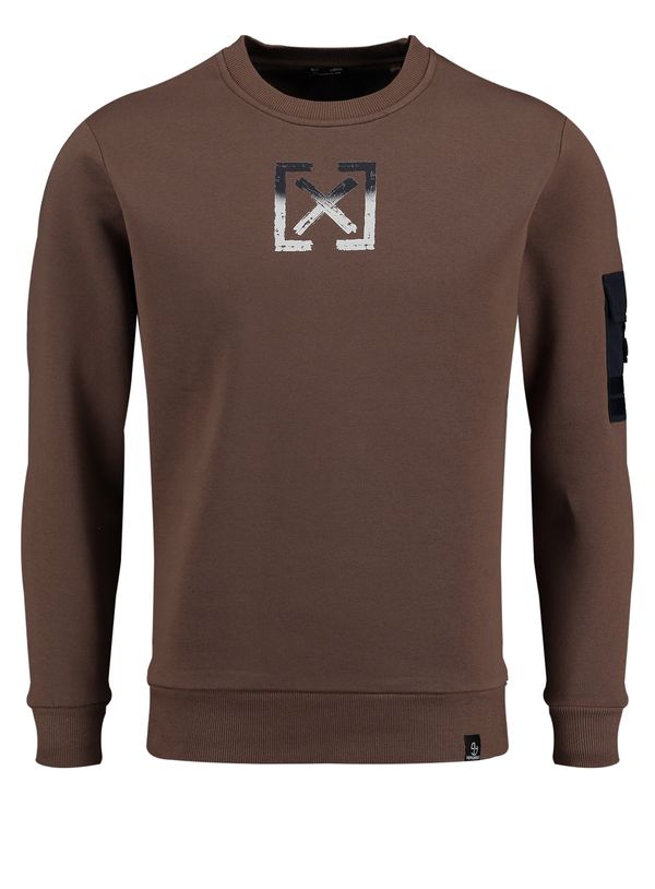 Key Largo Key Largo Sweater majica 'ELECTION'  smeđa / crna / bijela