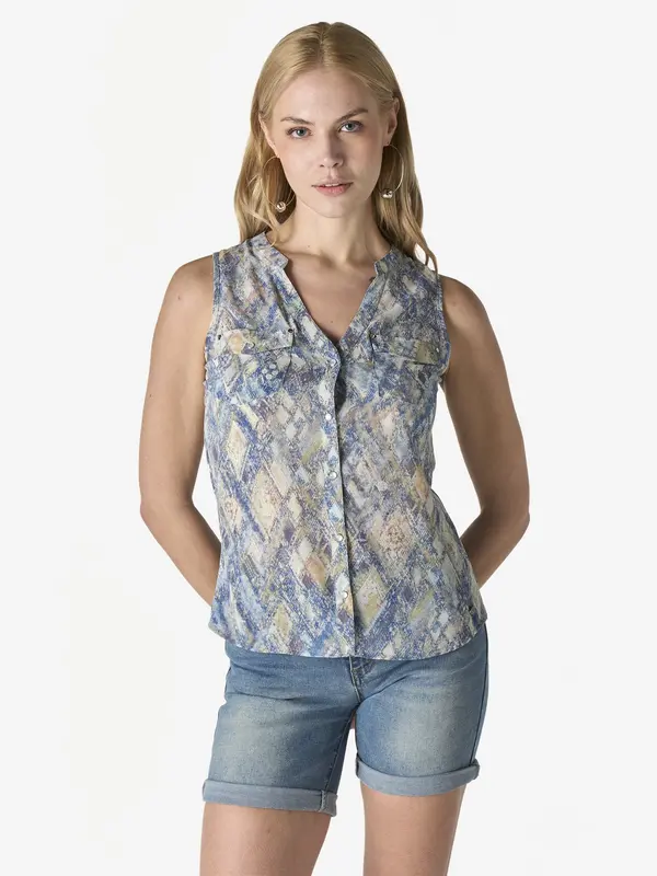 KOROSHI KOROSHI Bluza  ecru/prljavo bijela / safirno plava / smeđa / kivi zelena