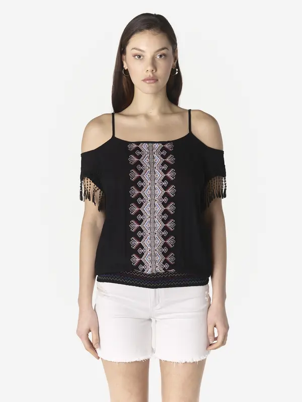 KOROSHI KOROSHI Bluza  nebesko plava / burgund / crna / bijela