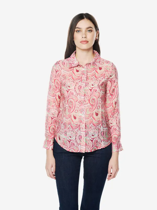 KOROSHI KOROSHI Bluza  pastelno zelena / rosé / pastelno crvena