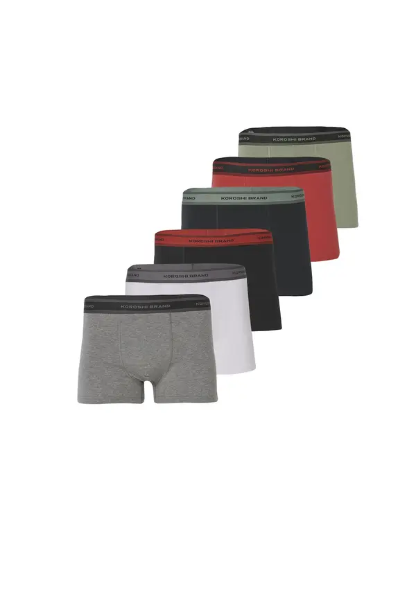 KOROSHI KOROSHI Bokserice  siva melange / kaki / tamno crvena / crna / bijela