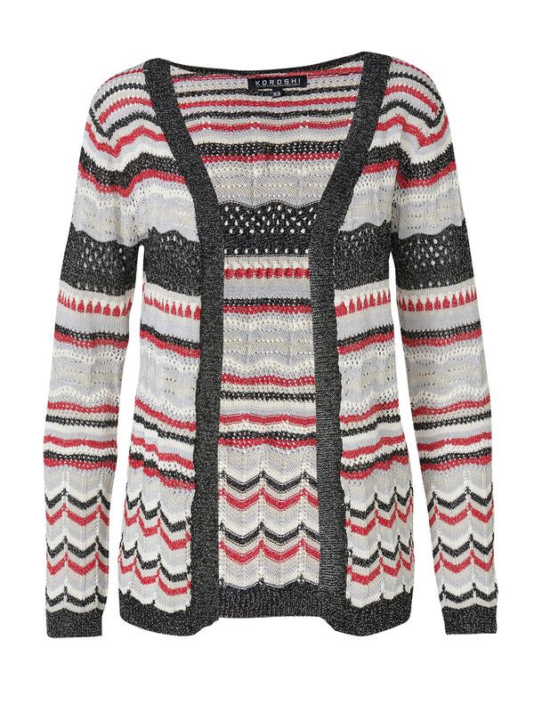 KOROSHI KOROSHI Kardigan  svijetloplava / svijetlosiva / klasično crvena / crna