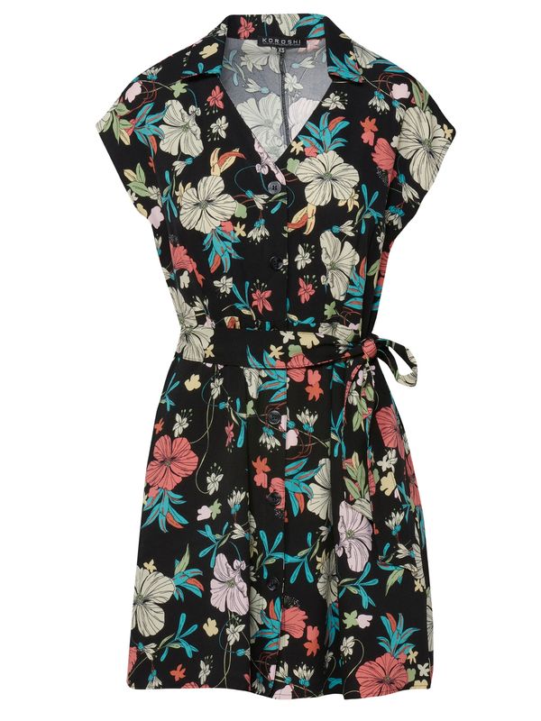 KOROSHI KOROSHI Košulja haljina  bež / akvamarin / zelena / crna