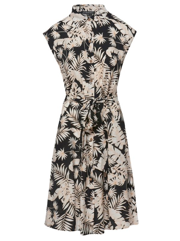 KOROSHI KOROSHI Košulja haljina  bež / ecru/prljavo bijela / crna