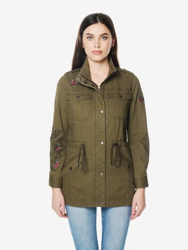 KOROSHI KOROSHI Lagana parka  kaki / svijetloroza / crna / bijela