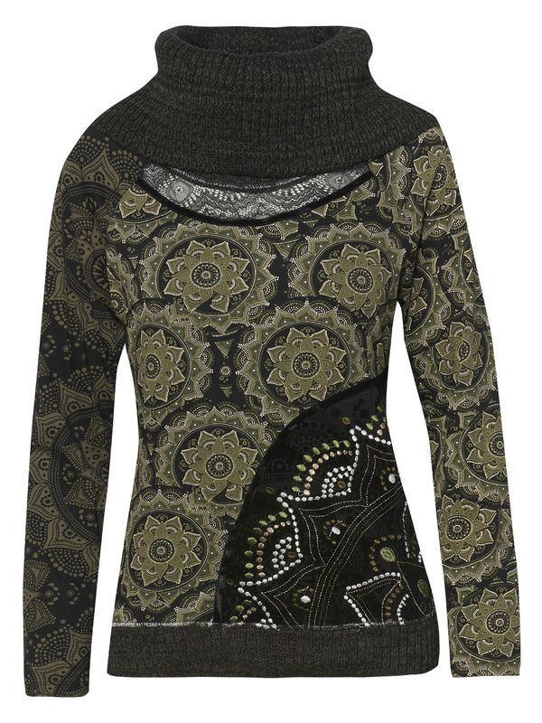 KOROSHI KOROSHI Majica  kaki / crna / bijela