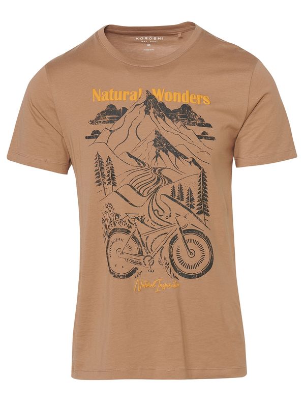 KOROSHI KOROSHI Majica  smeđa / senf / crna